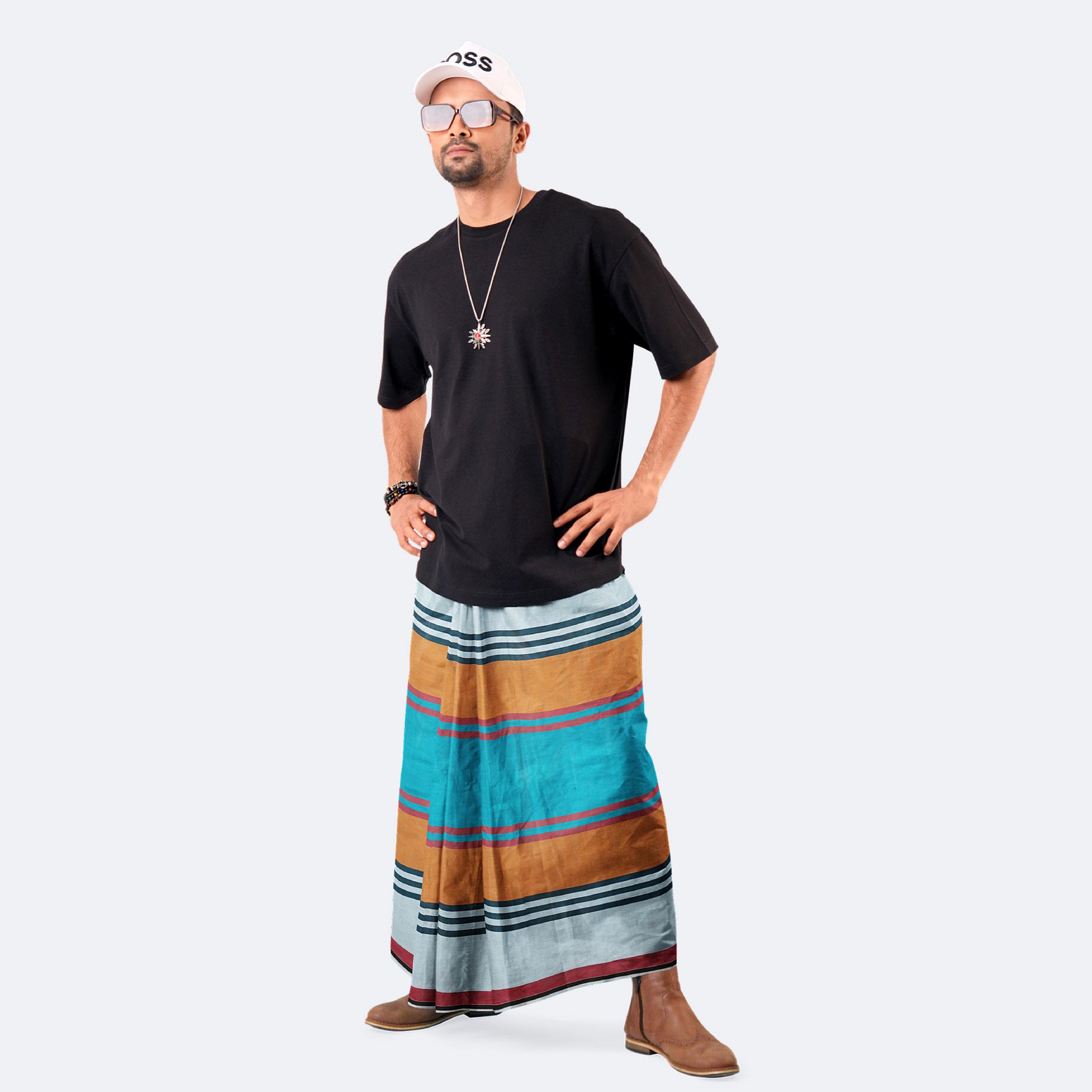 Multicolor Striped 100% Cotton Lungi - Torongo