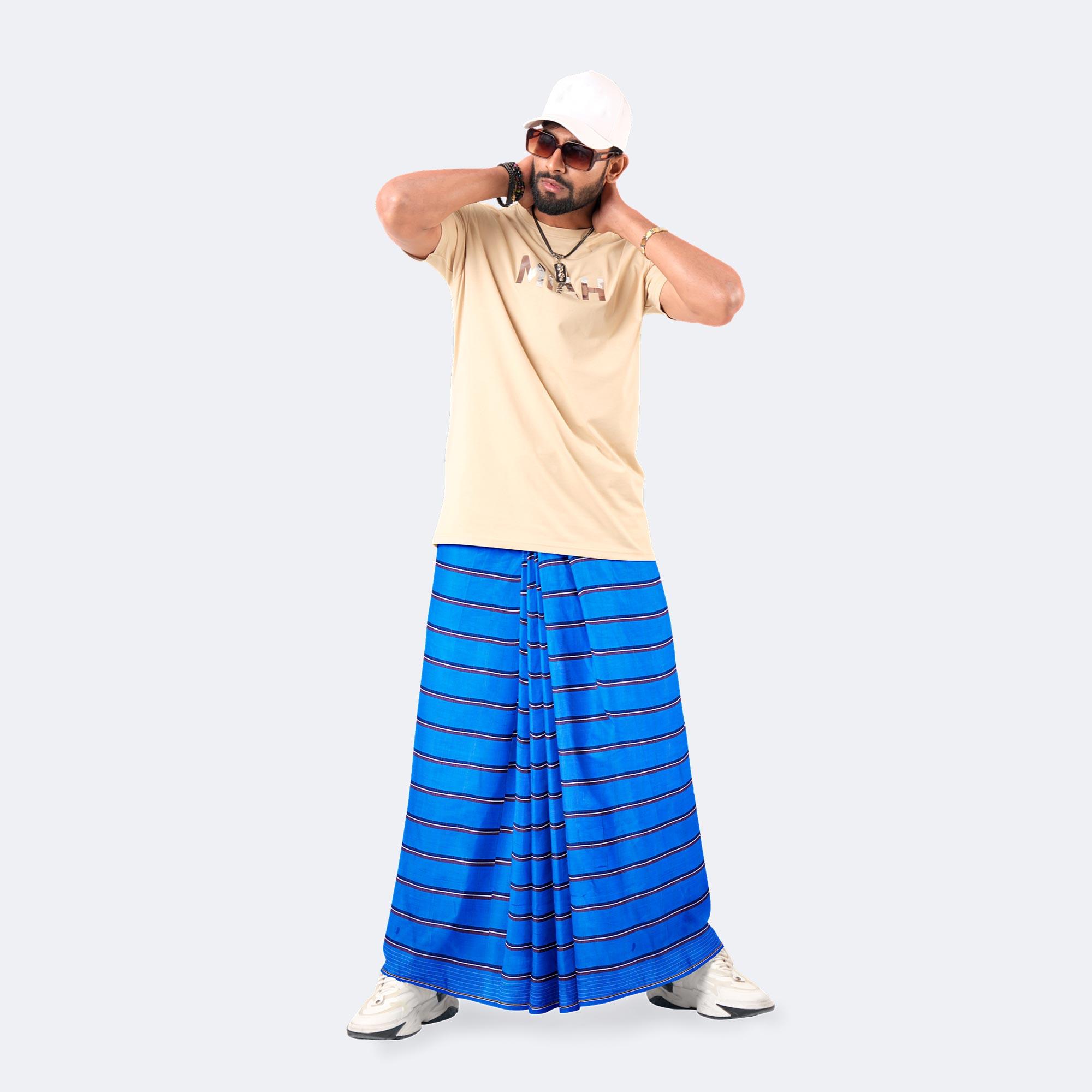 Royal Blue Line Lungi - Borno Mala
