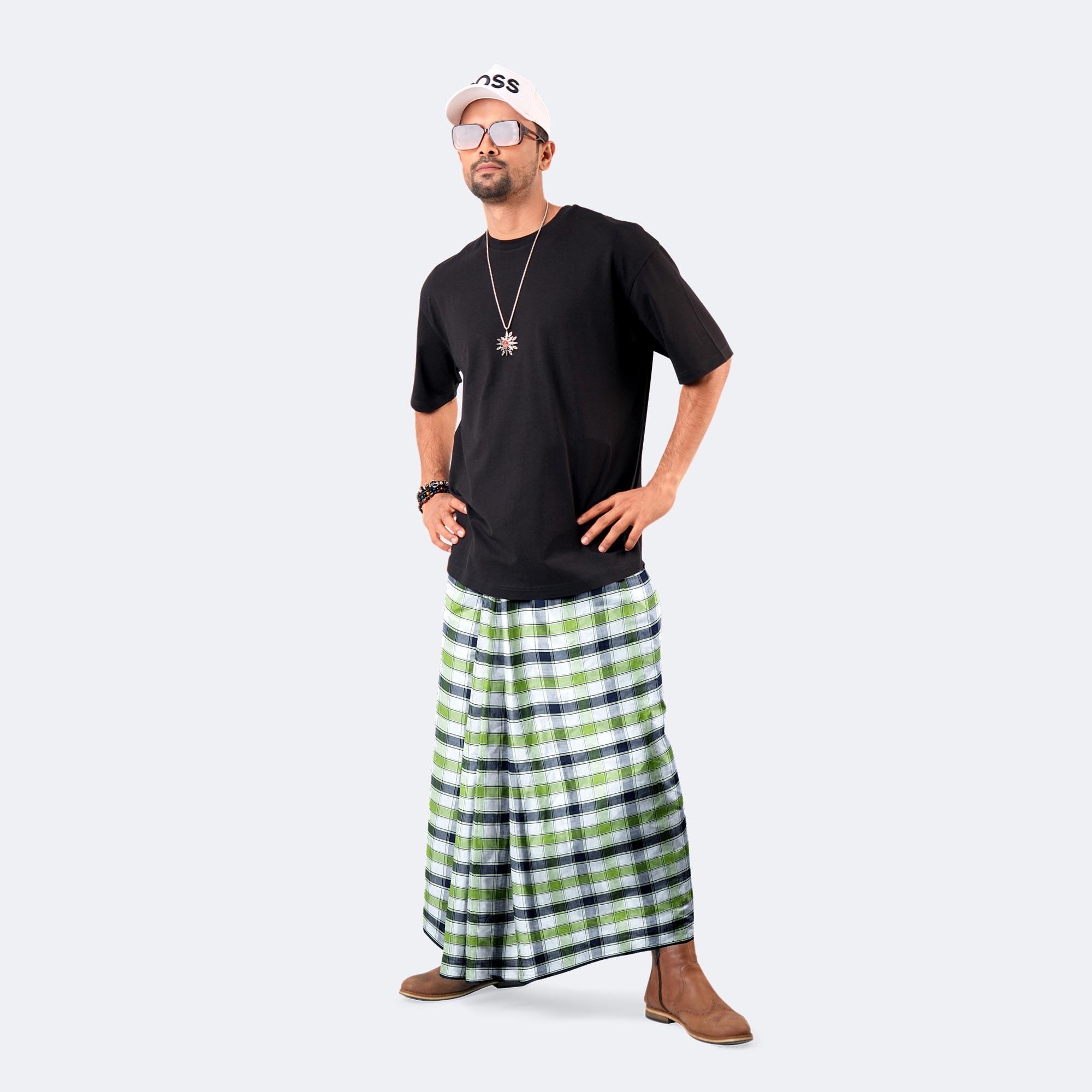 Green Storm Check Lungi - Megh Mala