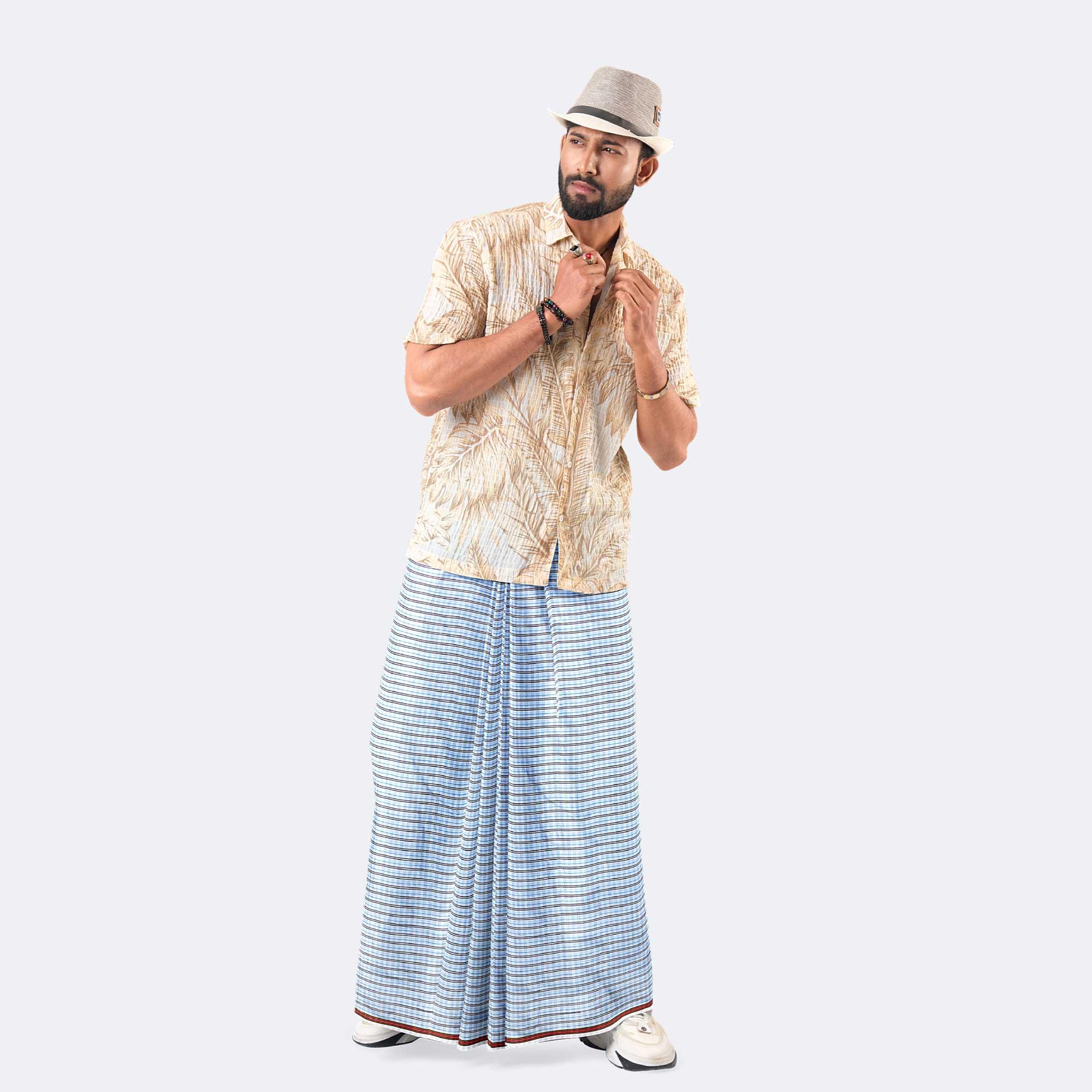 Mist Blue Juri Check Lungi -Onu  Mala