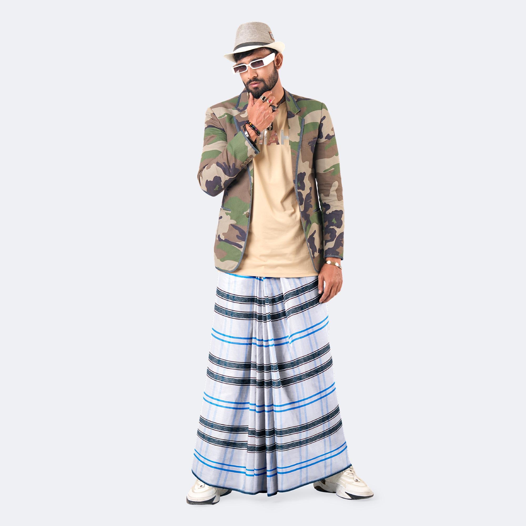 Silver Edge Line Lungi -Rotno  Mala