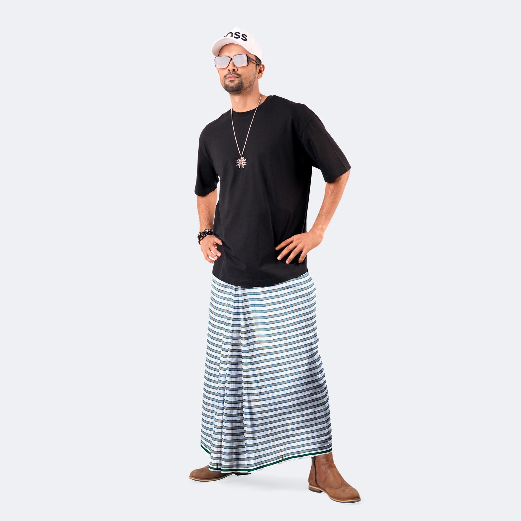White & Feroza Comfortable Lungi - Torongo