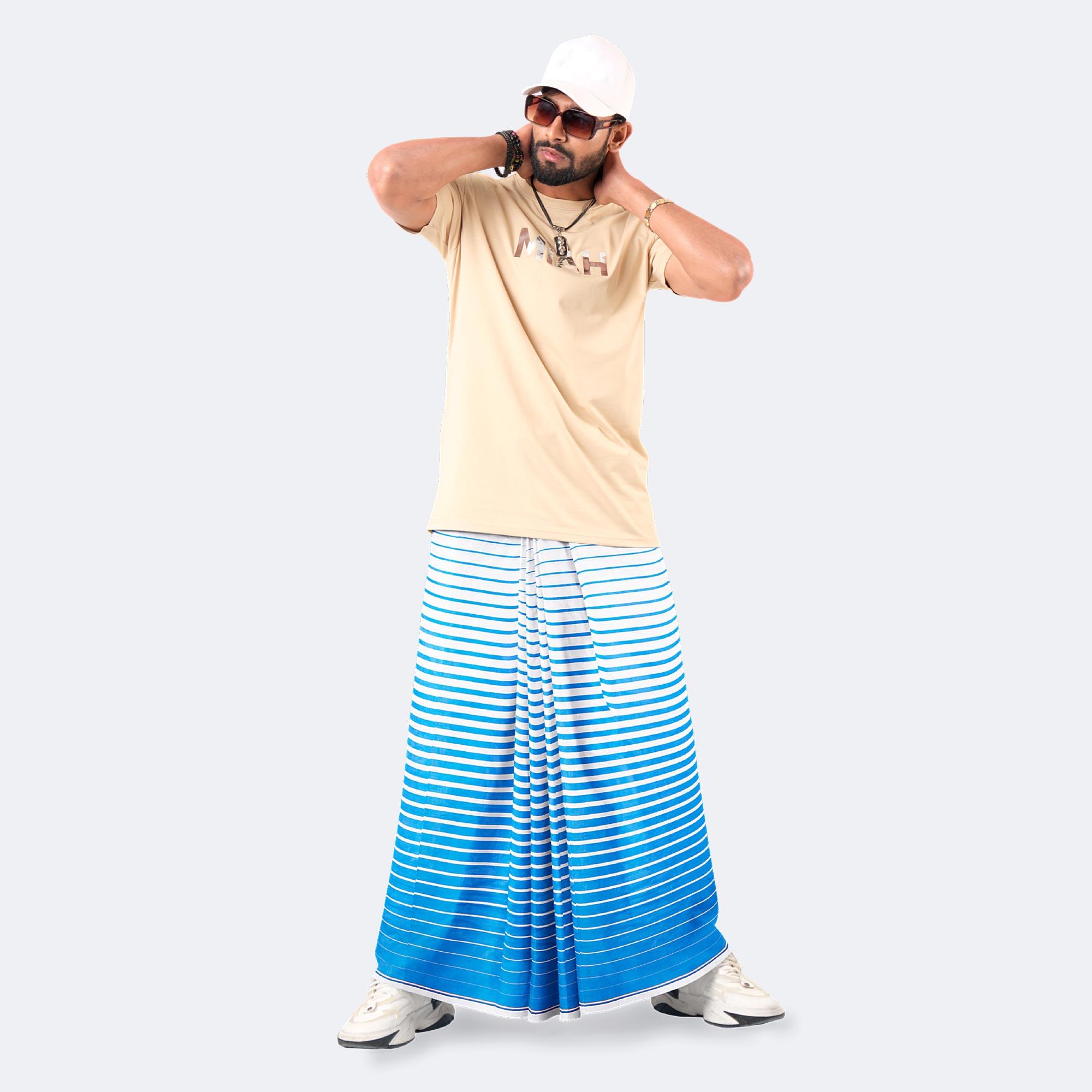 White & light blue Check Lungi  Somman