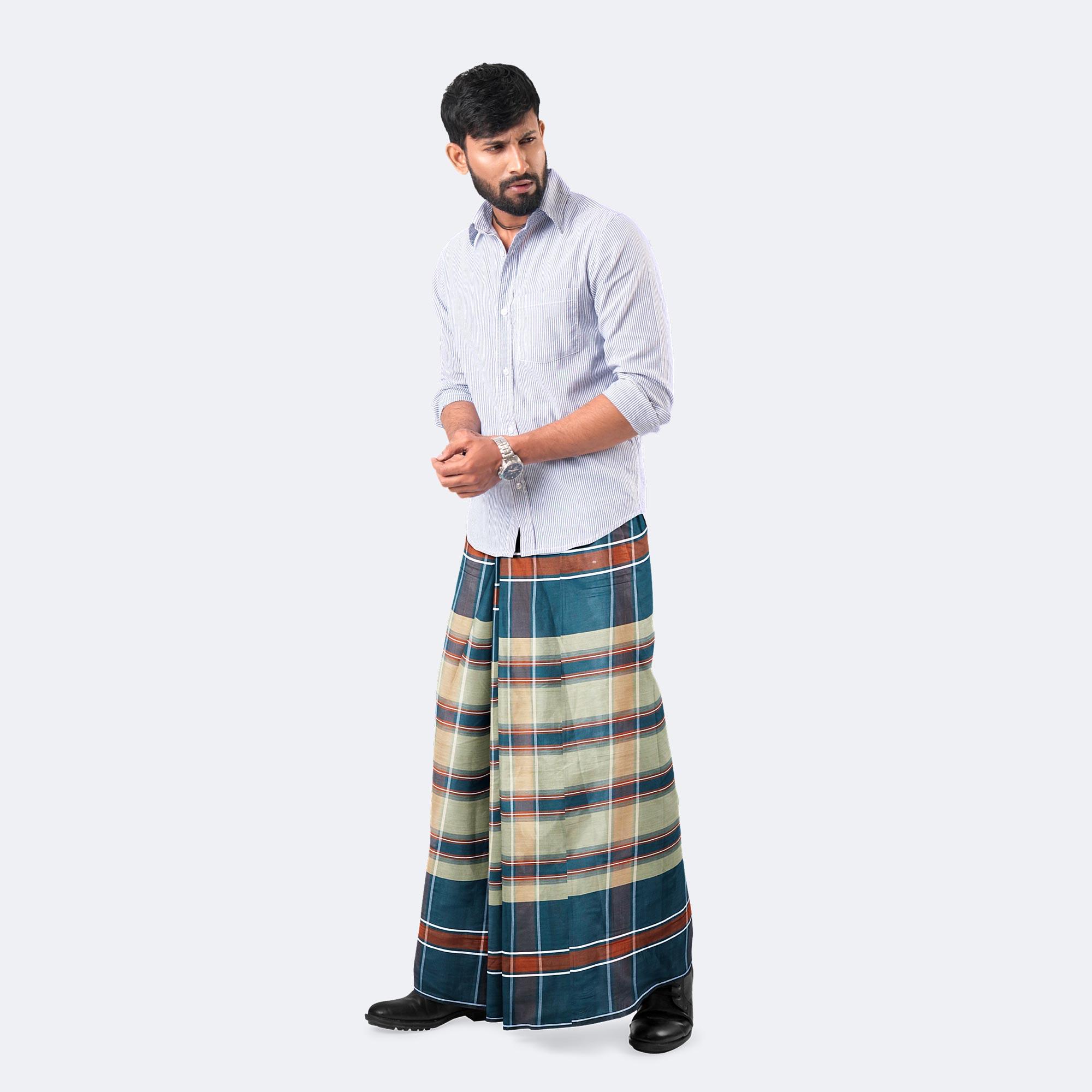 Calm Teal Check Lungi - Style