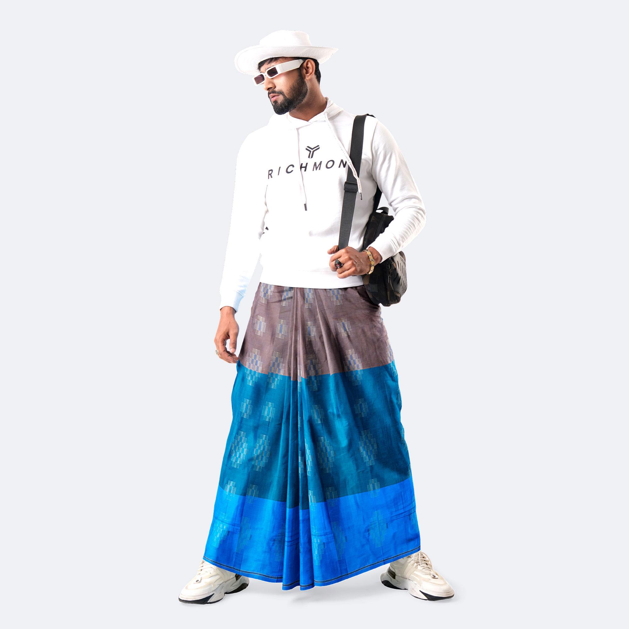 Ocean Blue Dobby Lungi - Udyog