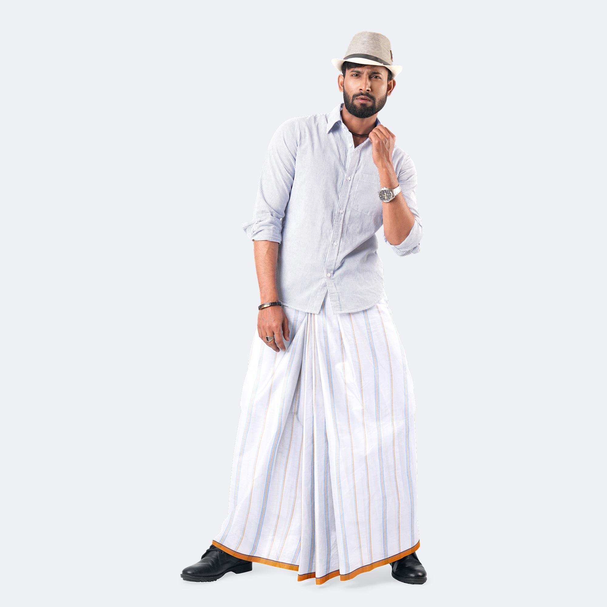 Classic White Color Lungi - Uttirno