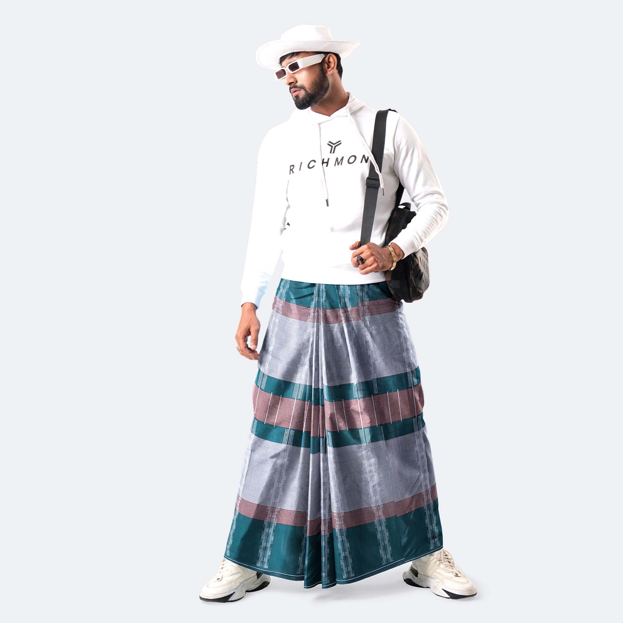 Teal Horizon Lungi - Nandonik | MIAH