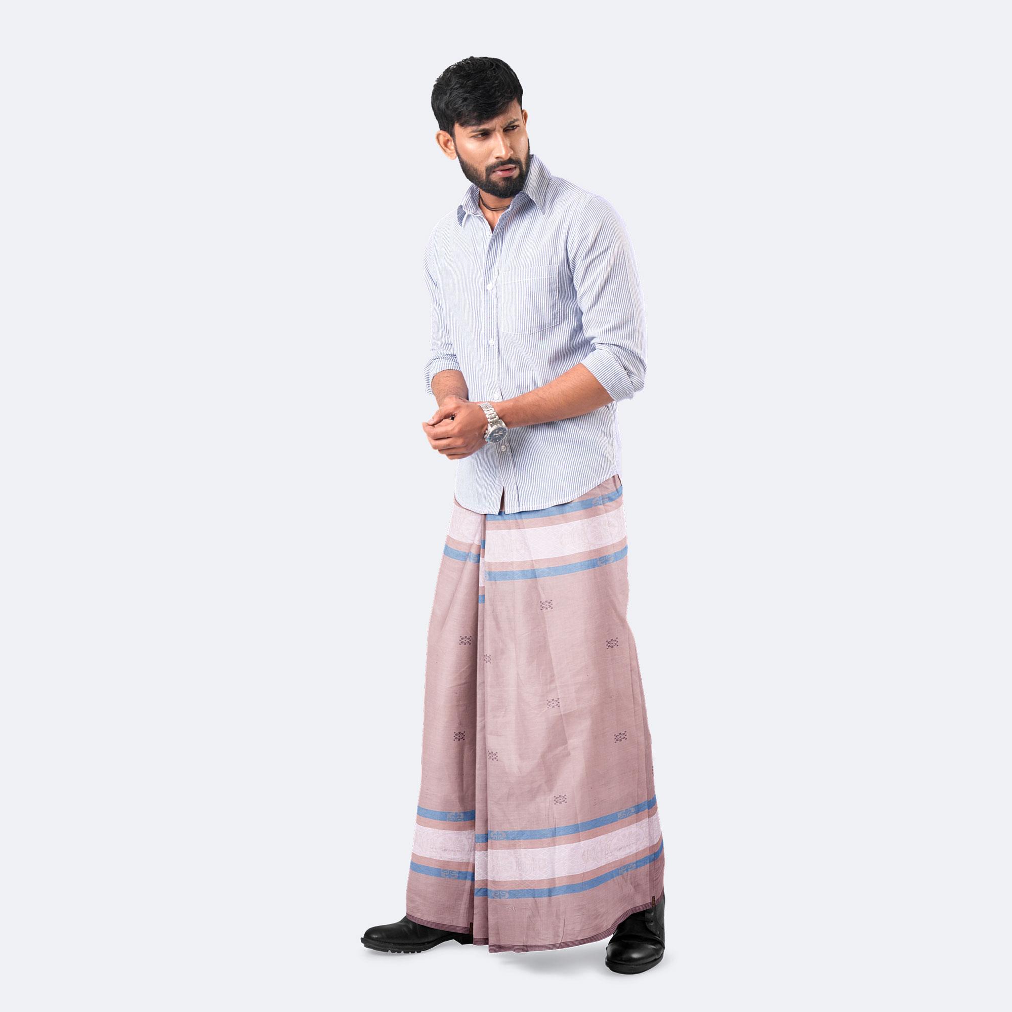 Pink Sandscape Dobby Lungi – Perfect | MIAH