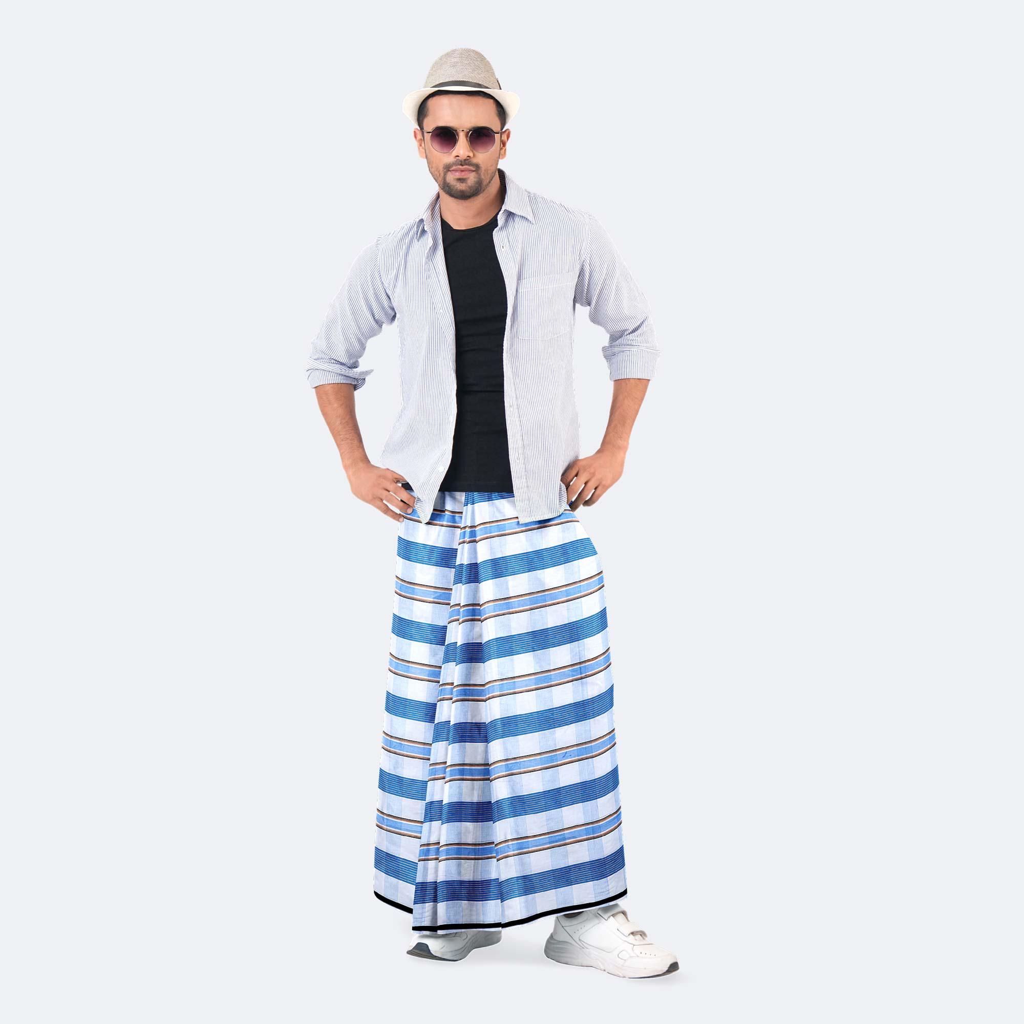 Sky Blue Stripe Lungi - Saz Bilash | MIAH