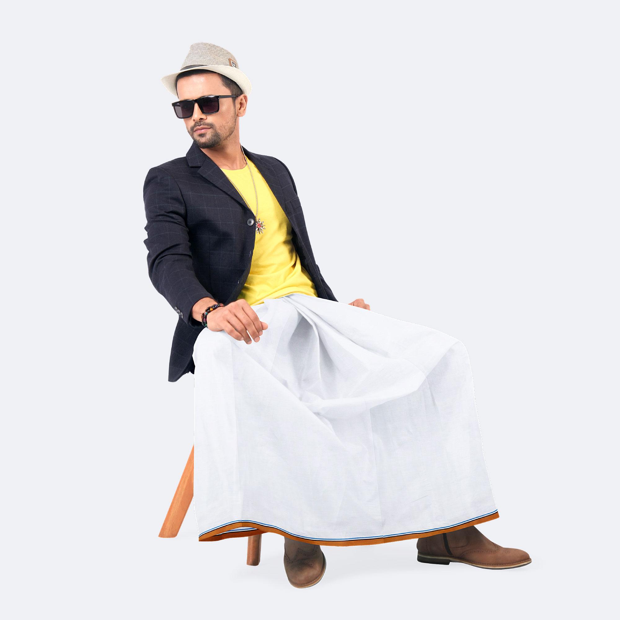 Stylish White Lungi - Saz Bilash | MIAH