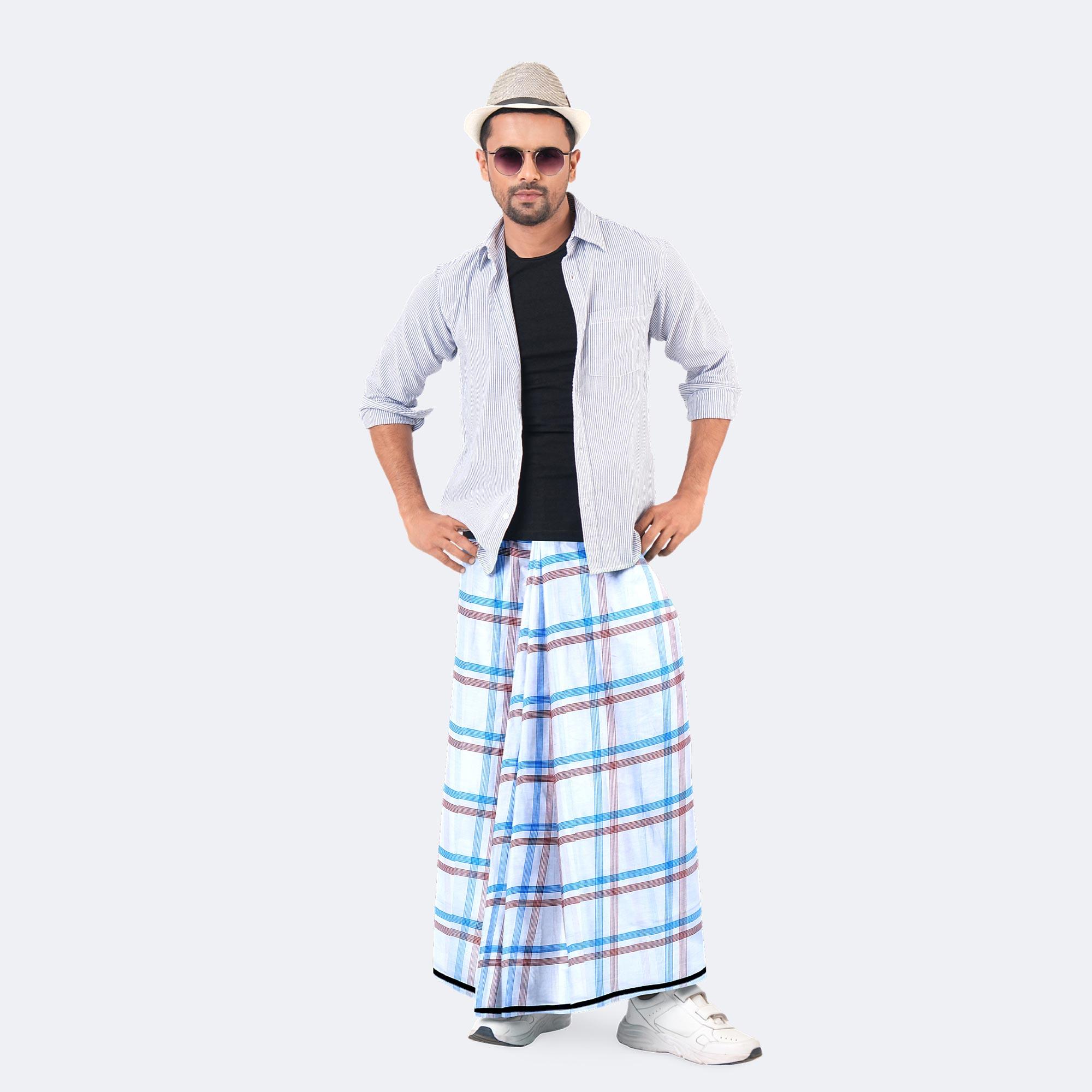 Luxury White Check Lungi – Showkhin | MIAH