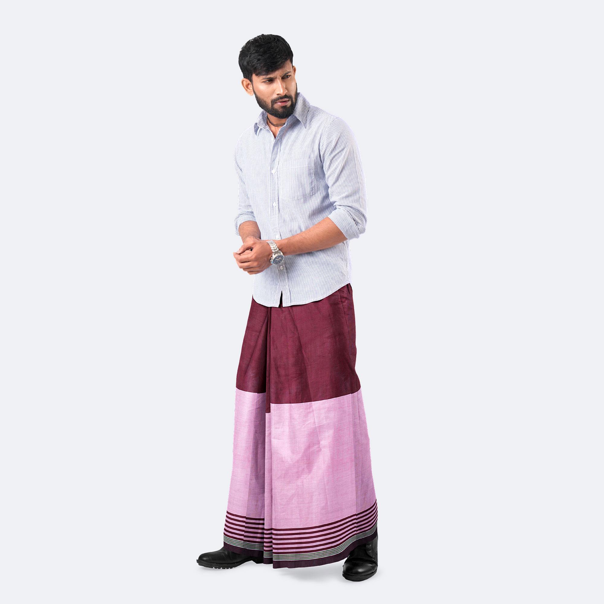 Men’s Two-Tone Cotton (Maroon & Pink) - Ashapurno