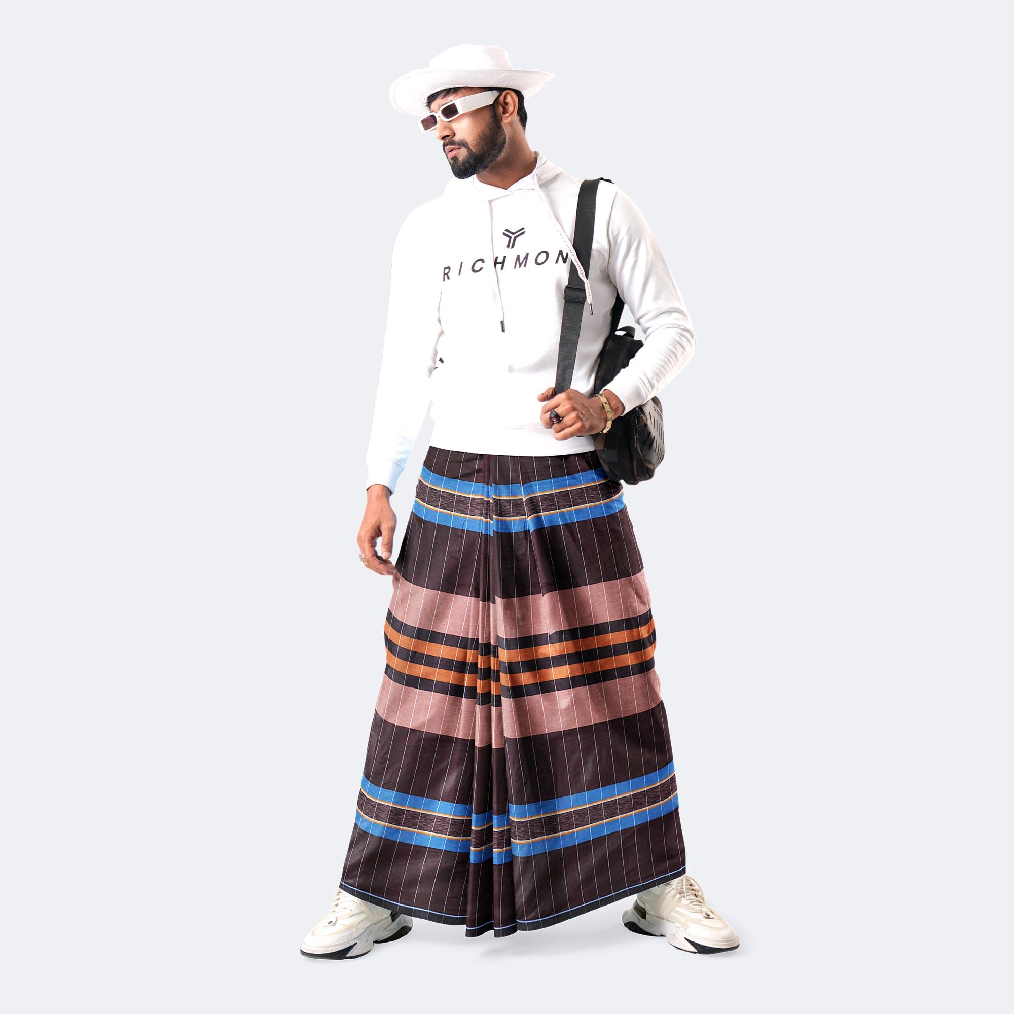 Men’s Multicolor Checked Cotton Lungi - Ashapurno