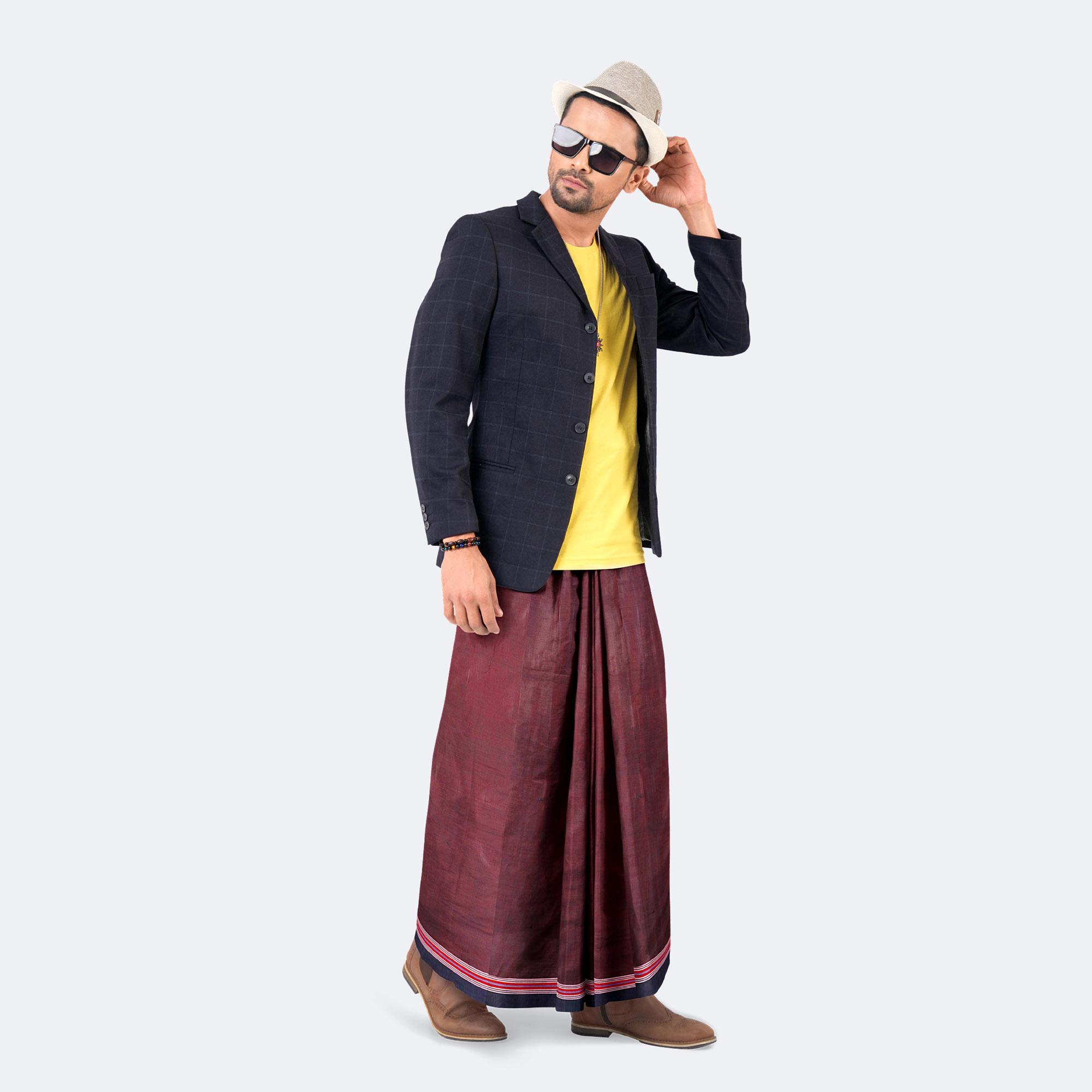 Stripe-check 100% Cotton Lungi - Showkhin