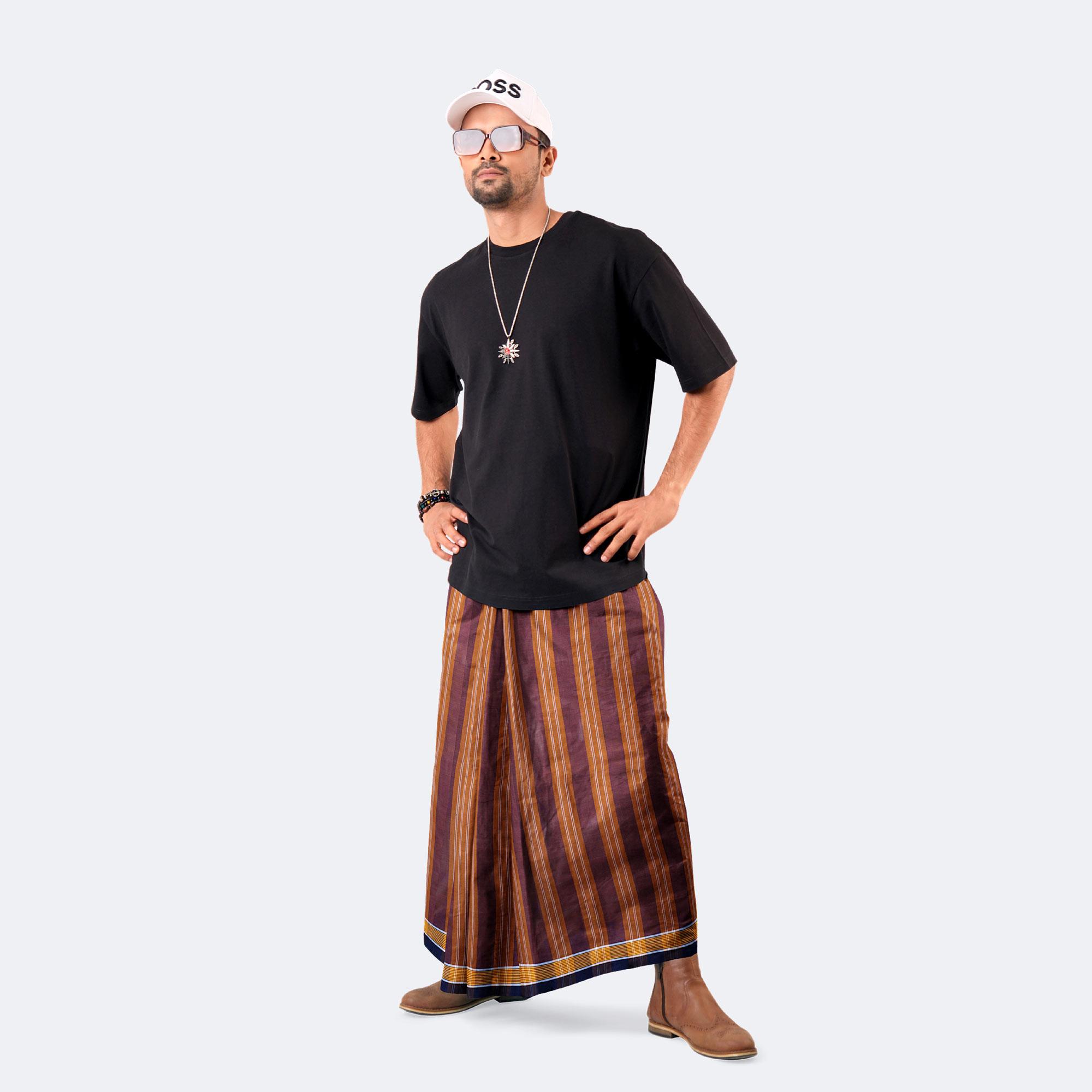 Men's Lungi Stripe & Check - Stylish & Relaxed - Showkhin