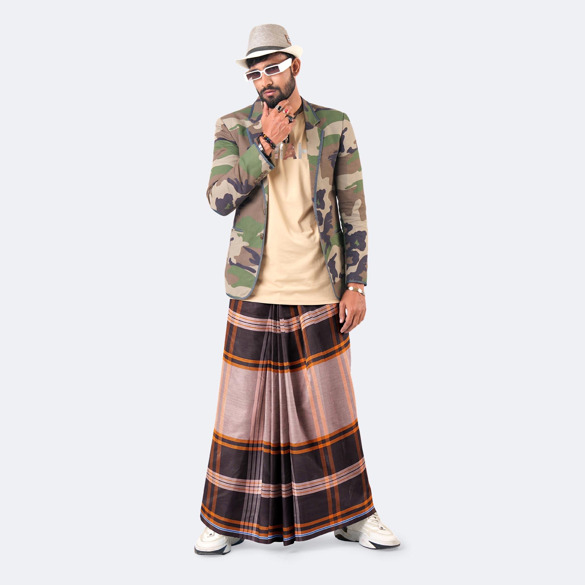 Men's Lungi Stripe & Check -Lightweight & Easy Wear - Showkhin