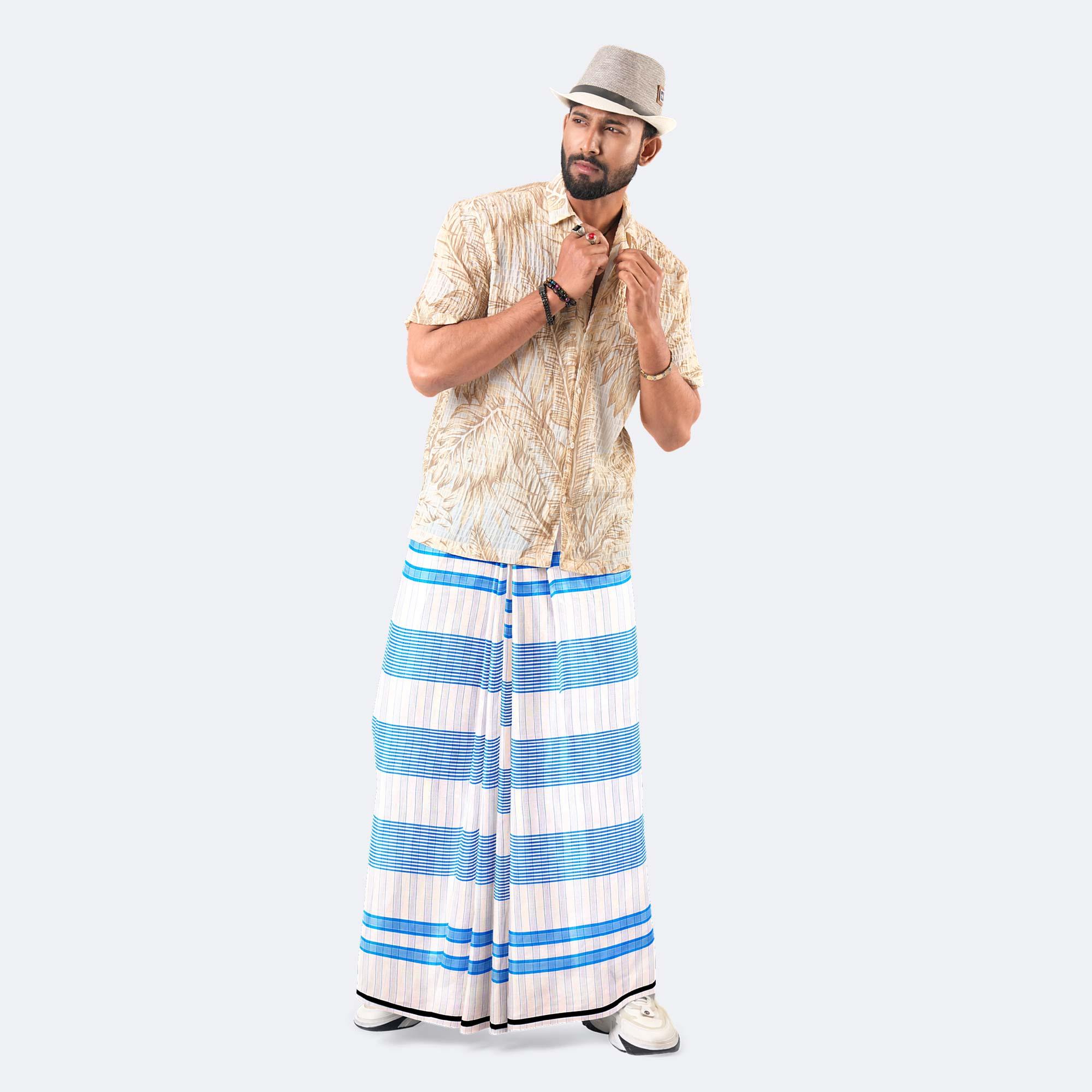 Men's Lungi Stripe & Check - Classic & Elegant Design - Showkhin