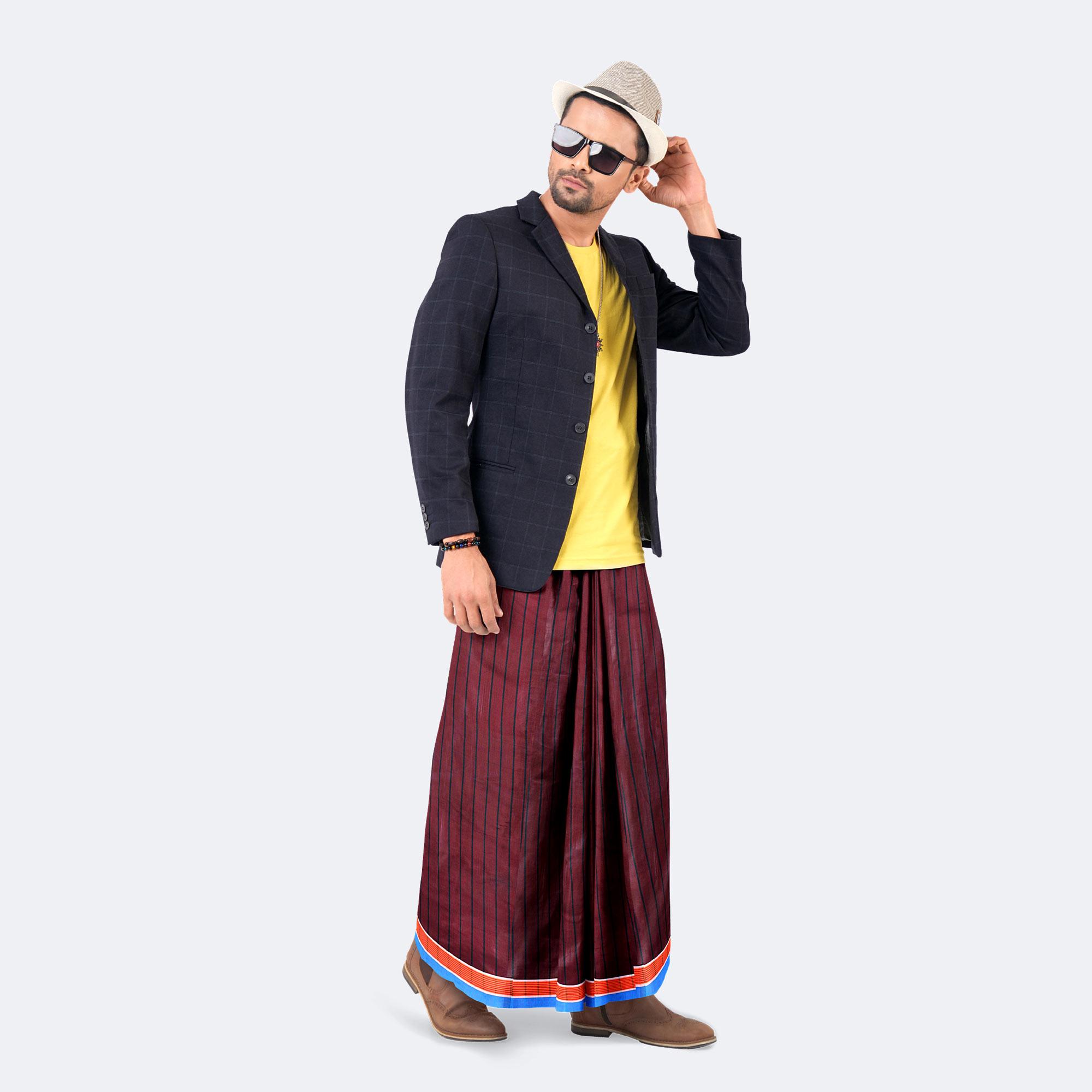 Men's Lungi Stripe & Check - Cozy & Traditional - Showkhin