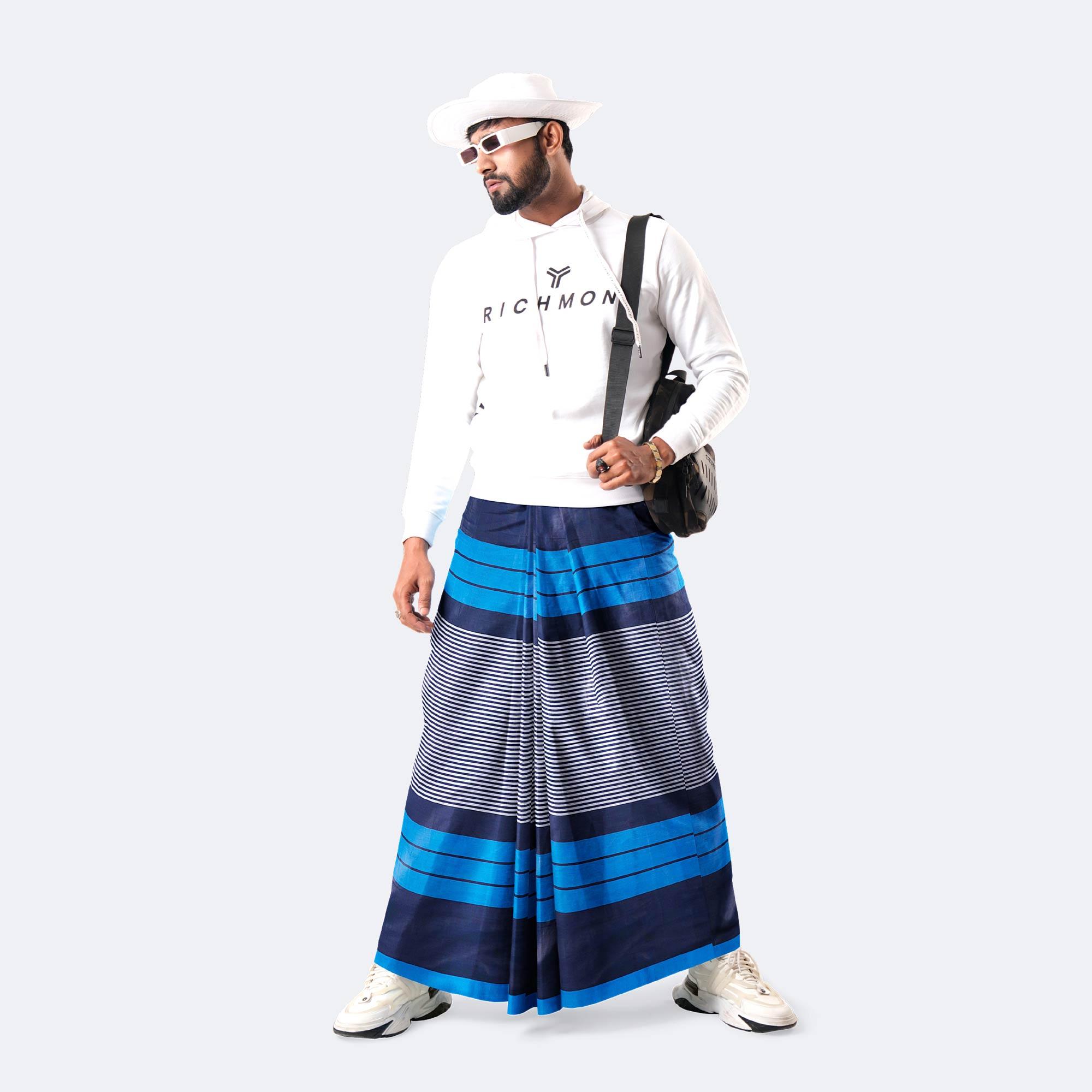 Multicolor Stitched Cotton Lungi - Crown