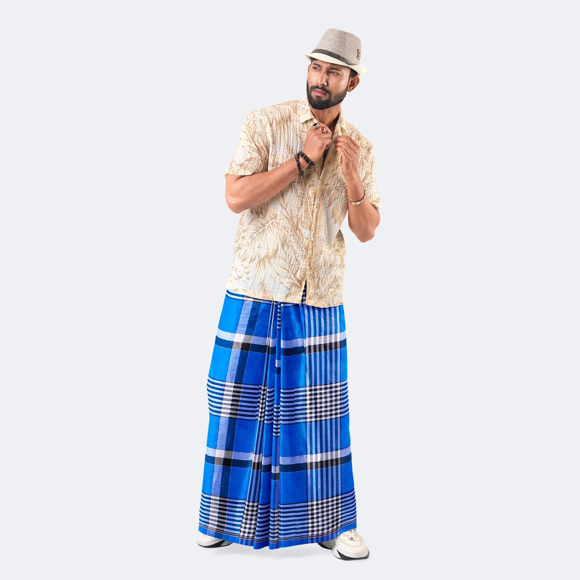 Men’s Classic Striped & Checked Cotton Lungi - Onuvob