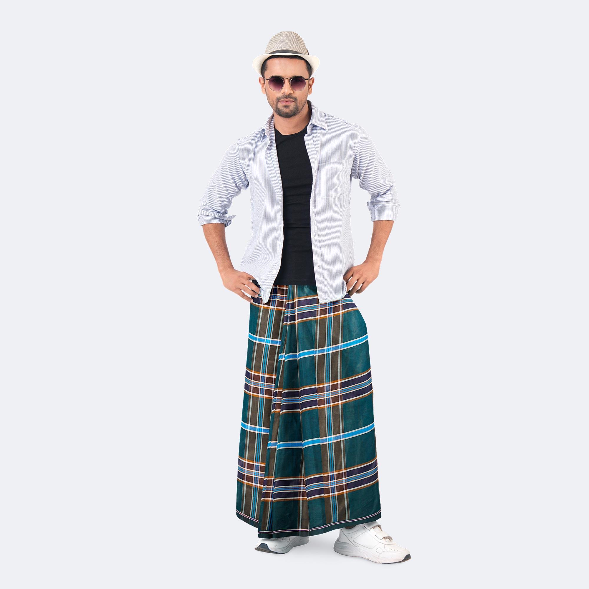 Men's Stripe & Check Multicolor Lungi - Shadhin