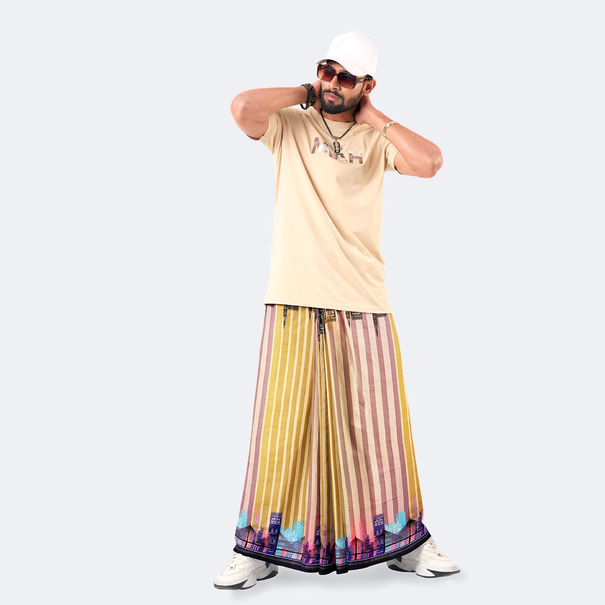 Men's Printed Casual Cotton Lungi- Western