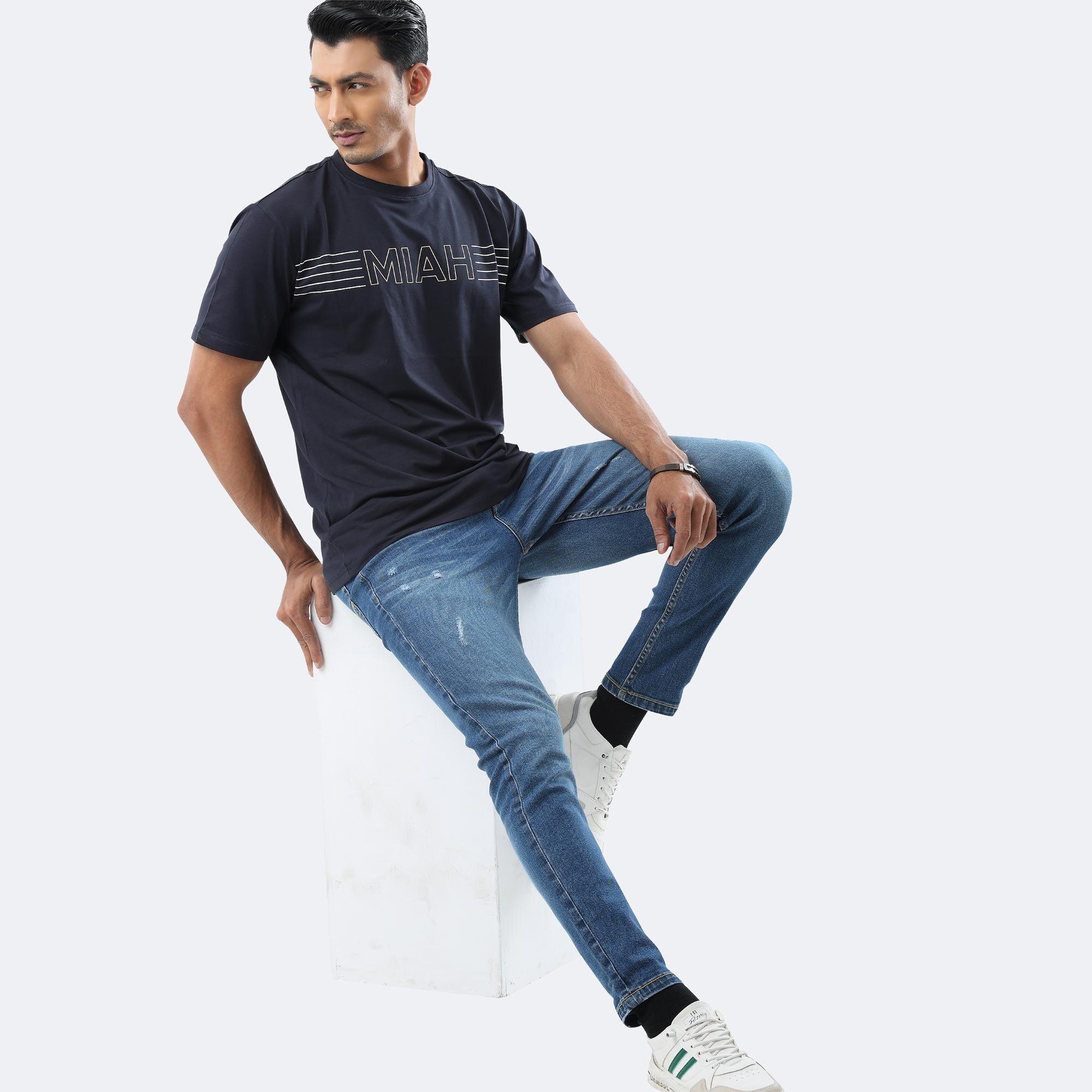 Tapered Fit Blue Jeans