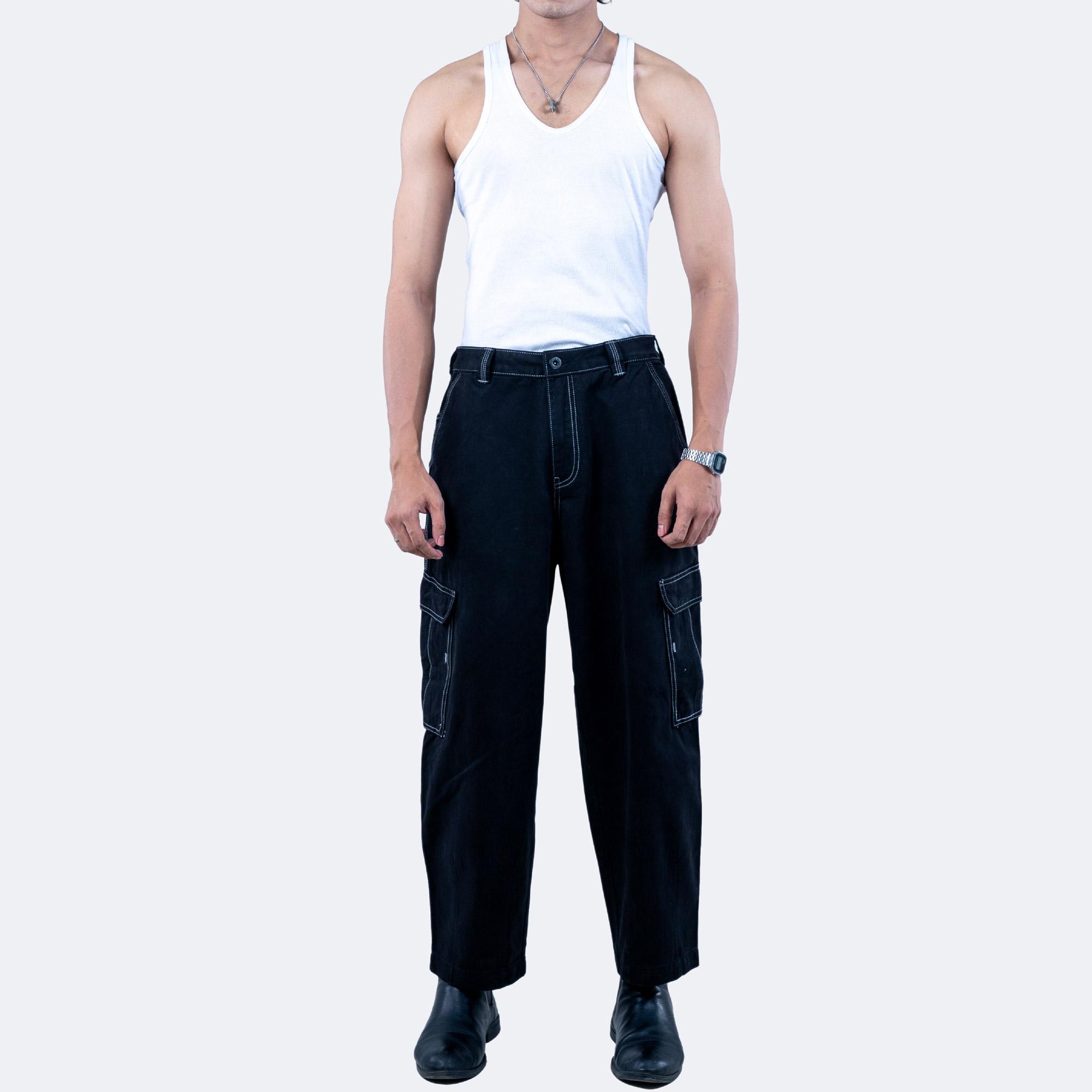 Men's Trendy Baggy Black Pants | MIAH