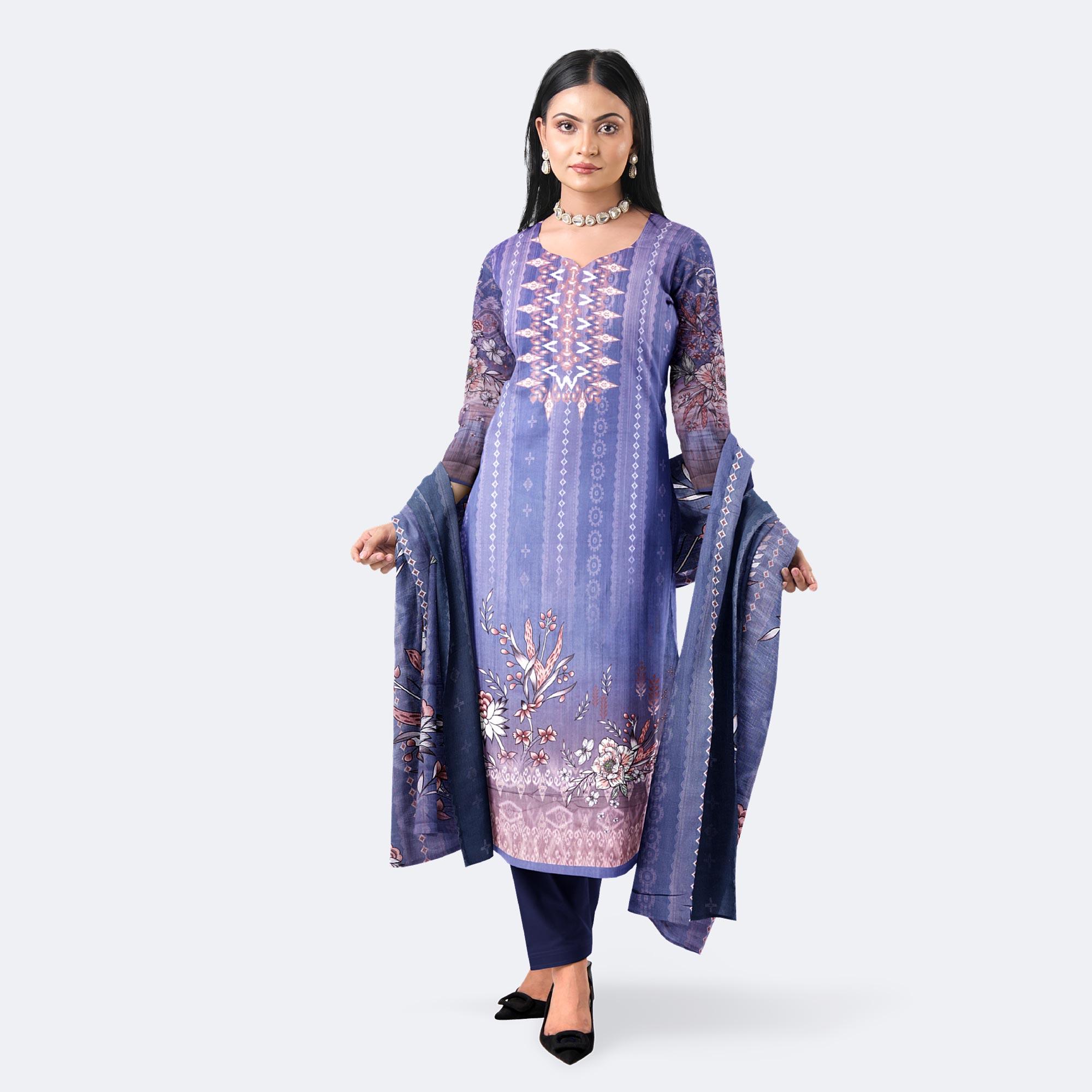 lavender purple Premium Cotton Salwar Kameez Digital Print