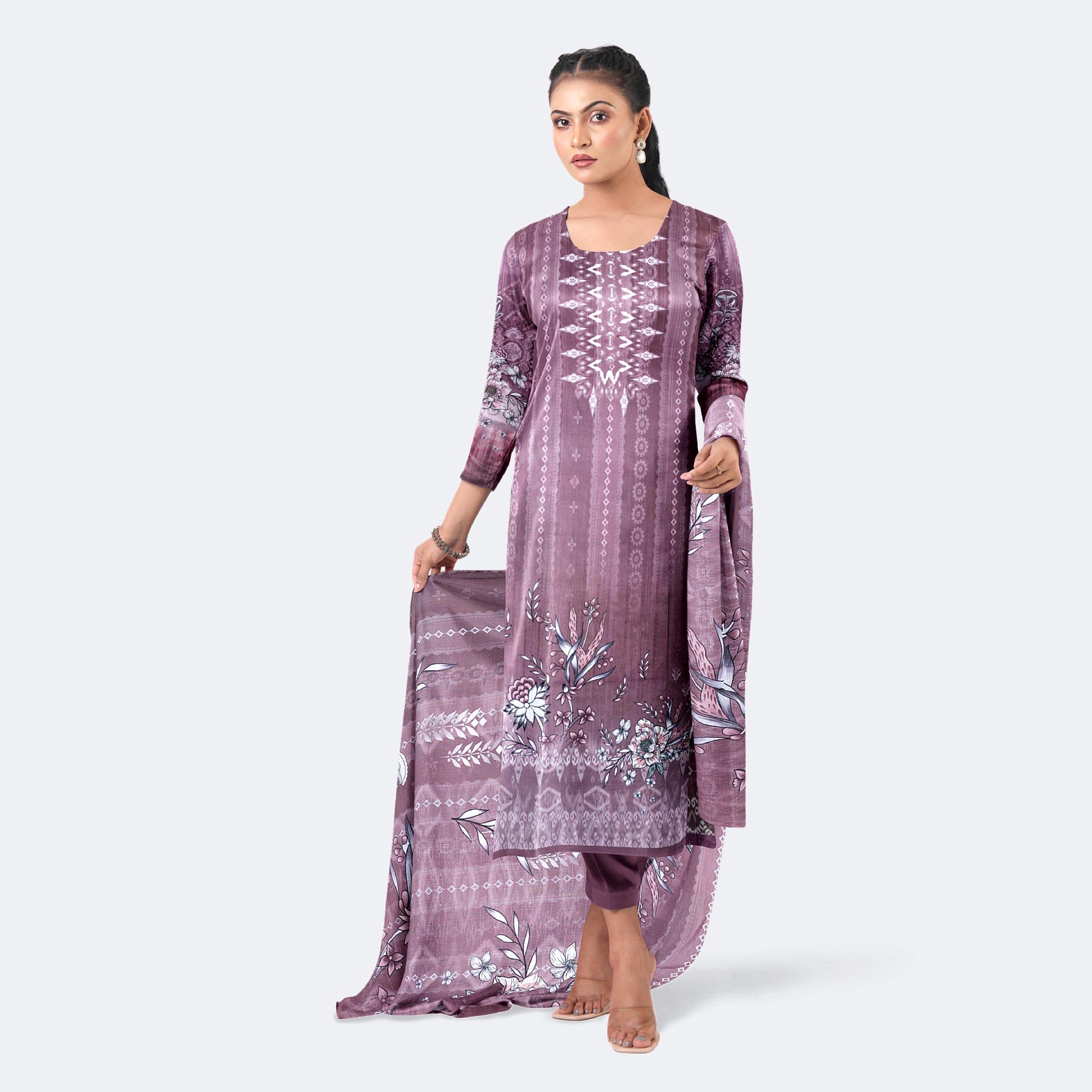 Mauve Pink Premium Cotton Salwar Kameez Digital Print