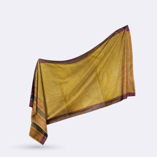  Yellow & Dark Brown Cotton Gamcha - Top Class