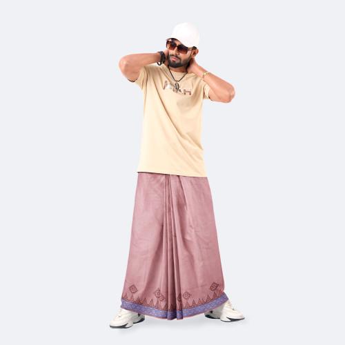 Flamingo pink Solid Cotton Lungi - Bikkhato | MIAH