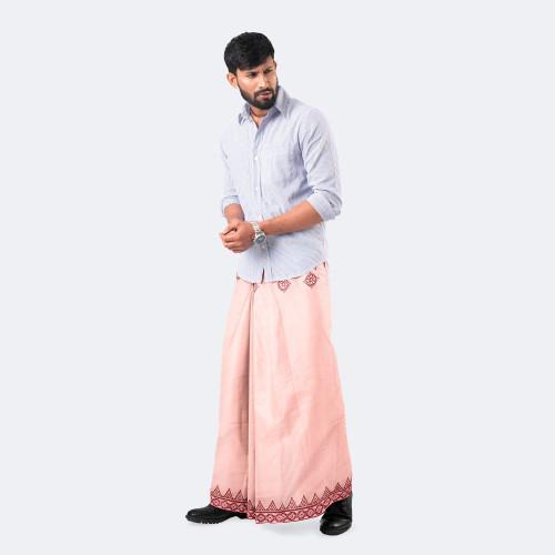Peach Pink Cotton Lungi - Bikkhato