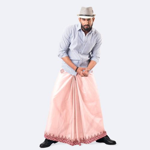 Peach Pink Cotton Lungi - Bikkhato