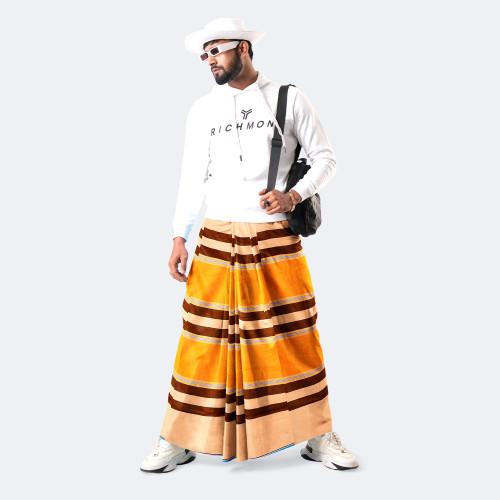 Yellow Color Cotton Lungi - Bikkhato | MIAH