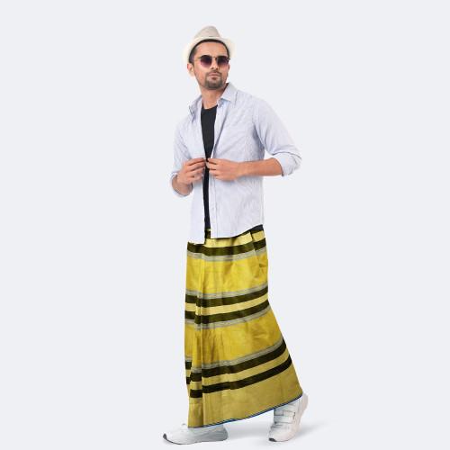 Multicolor Stripe & Check Cotton Lungi - Bikkhato | MIAH