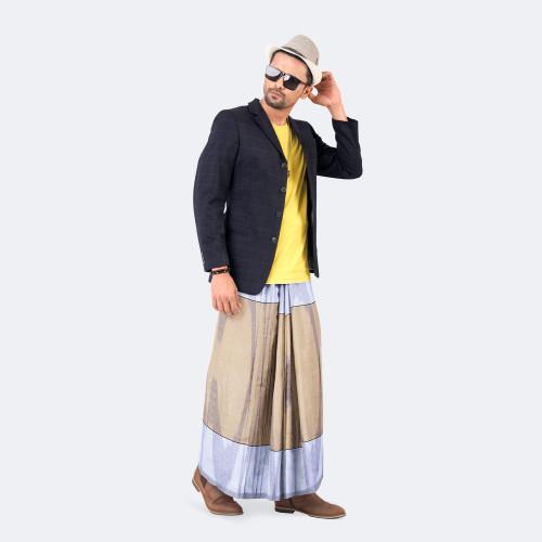 Mustard Gold Stripe Lungi - Borno Mala