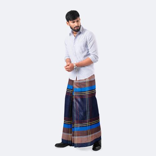 Multicolor Stripe & Check Cotton Lungi - Crown