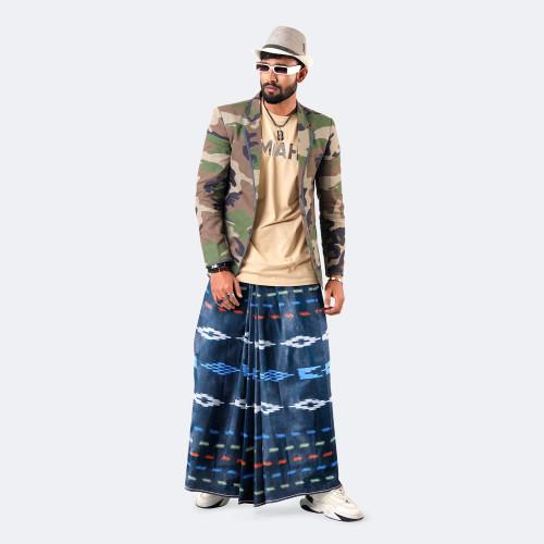 Deep Navy Pattern Lungi - Crown