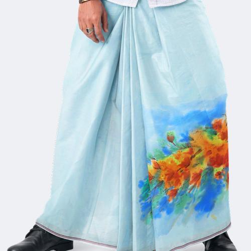 Sky & Flower Design art  Lungi - Latest