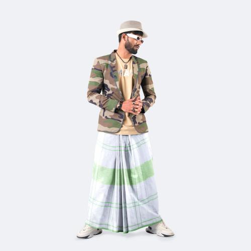 Green Mist Cotton Lungi - Moti Mala