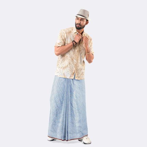 Mist Blue Juri Check Lungi -Onu  Mala