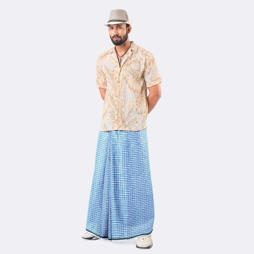 Men’s Stripe & Check Stitched Lungi - Prachurjo | MIAH