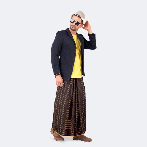 Midnight Brown Stripe Lungi -Rotno  Mala