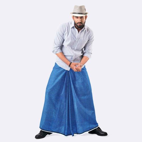 Vibrant Medium Blue Color Lungi - Torongo