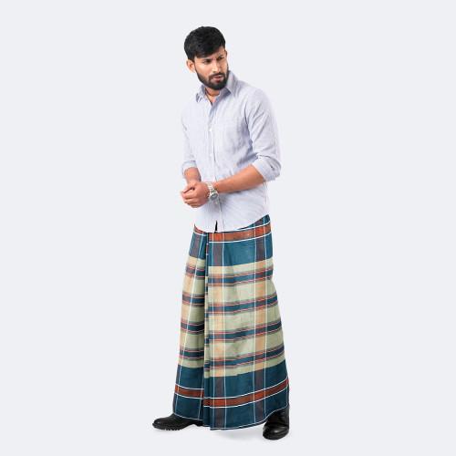 Calm Teal Check Lungi - Style