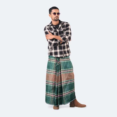 Green Soft Stripe Lungi - Style