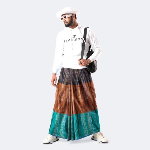 Copper Teal Dobby Lungi - Udyog