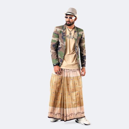 Classic Beige Grid Lungi - Bektitto | MIAH