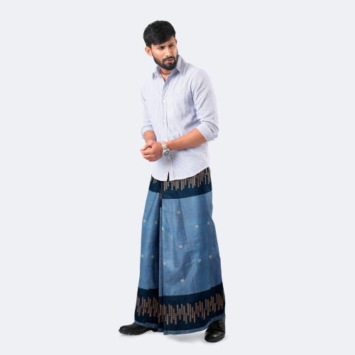 Blue Gold Border Lungi – Perfect  | MIAH